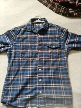 Taylor Stitch Large Used Mid-weigbt Blue Plaid Men’s Button-Up Shirt